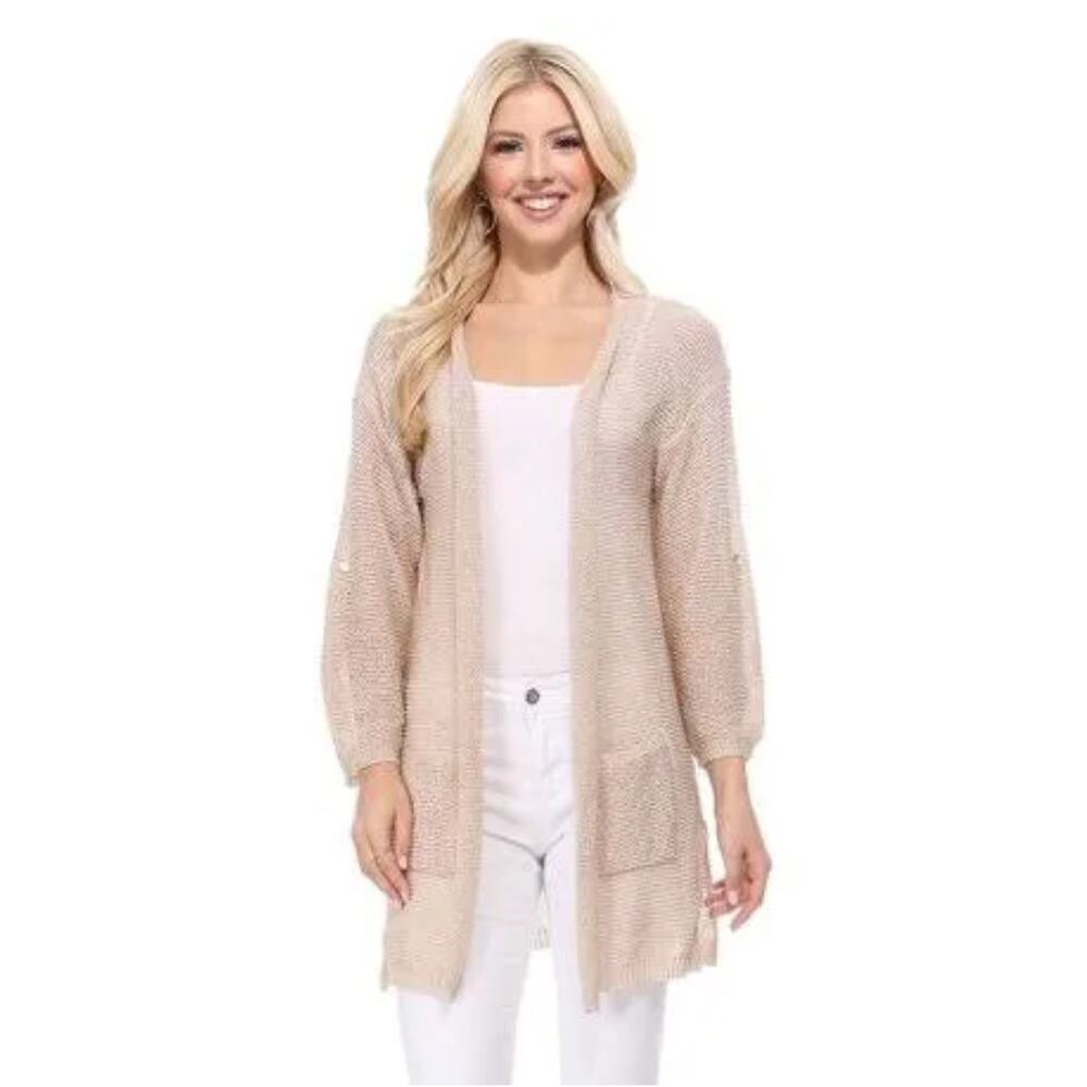 MAK Swimwear Women Neutral Open-knit Swim Cardigan Small S231